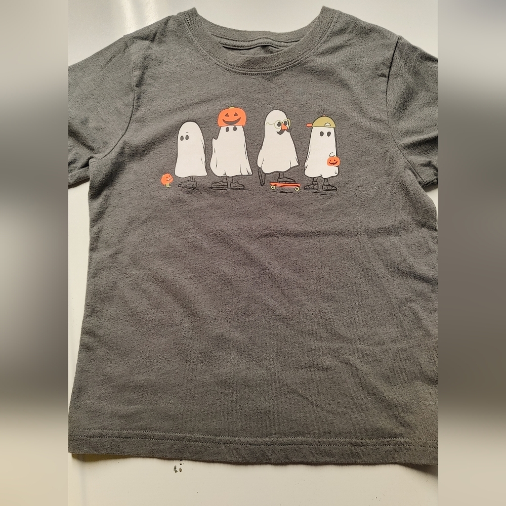 Gray Kids Halloween Ghost Shirt